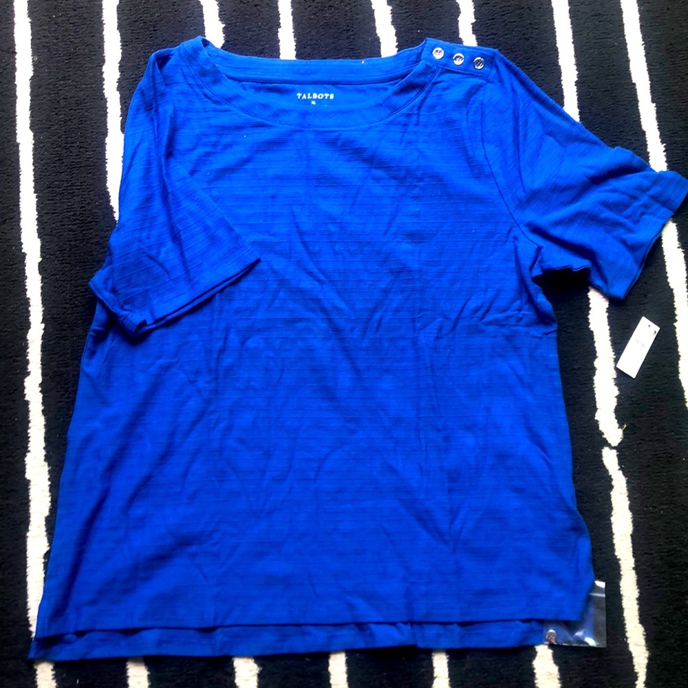 NWT Talbots short sleeve XL blue textured top